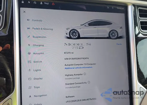 2016 Tesla Model S 60D/70D/75D/85D/90D из США, поврежденный, VIN 5YJSA1E26GF162474